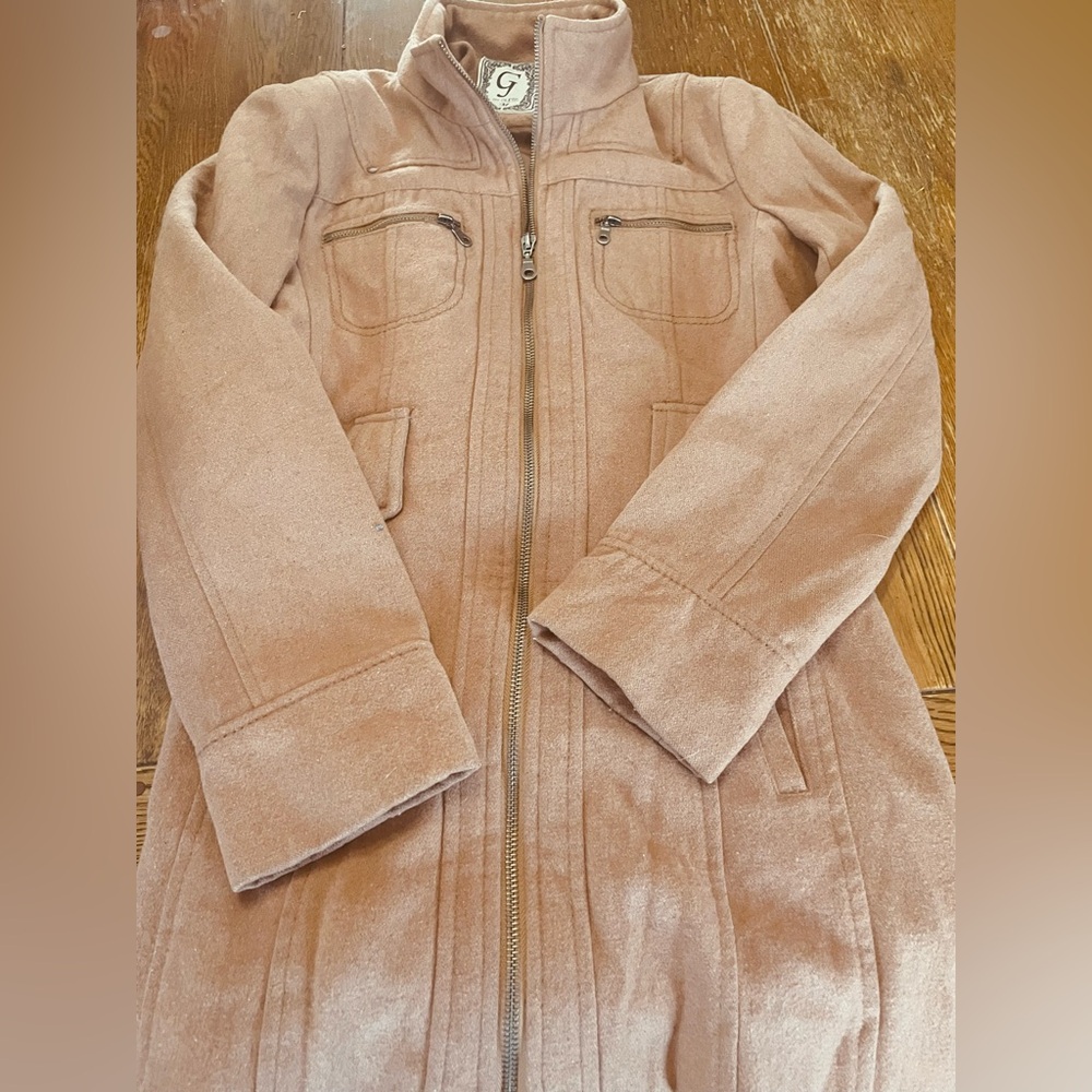 Guess Wool Tan Zip-Up Jacket